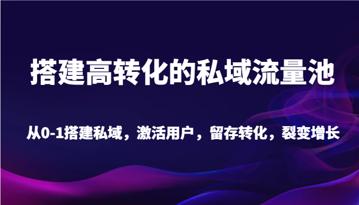 搭建高转化的私域流量池 从0-1搭建私域，激活用户，留存转化，裂变增长（20节课） - 白戈学堂-<a href=