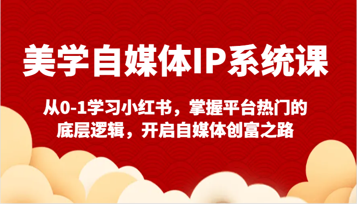 美学自媒体IP系统课-从0-1学习小红书，掌握平台热门的底层逻辑，开启自媒体创富之路 - 白戈学堂-<a href=