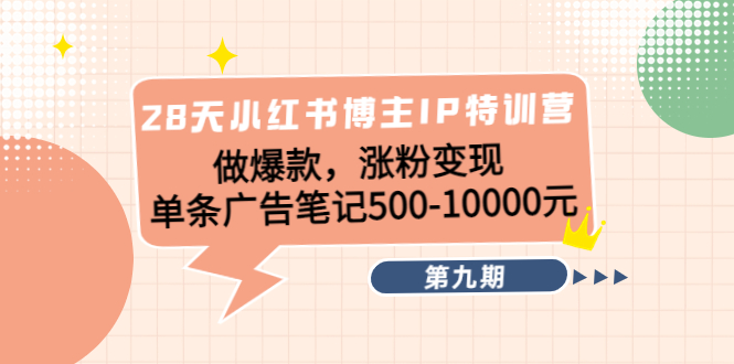 （4267期）28天小红书博主IP特训营《第9期》做爆款，涨粉变现 单条广告笔记500-10000 - 白戈学堂-<a href=