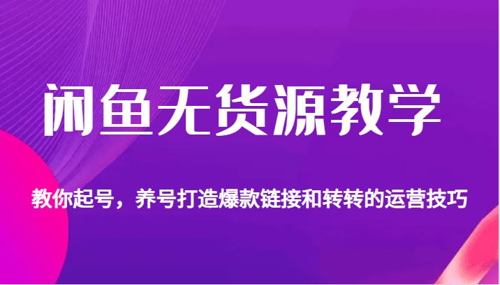 闲鱼无货源教学，教你起号，养号打造爆款链接以及转转的运营技巧 - 白戈学堂-<a href=