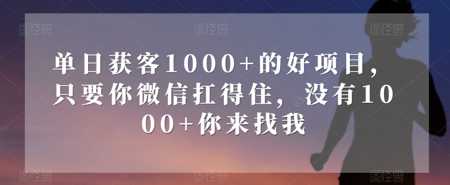 单日获客1000+的好项目，只要你微信扛得住，没有1000+你来找我【揭秘】 - 白戈学堂-<a href=