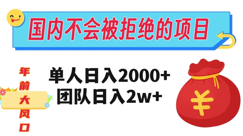 在国内不怕被拒绝的项目，单人日入2000，团队日入20000+【揭秘】 - 白戈学堂-<a href=