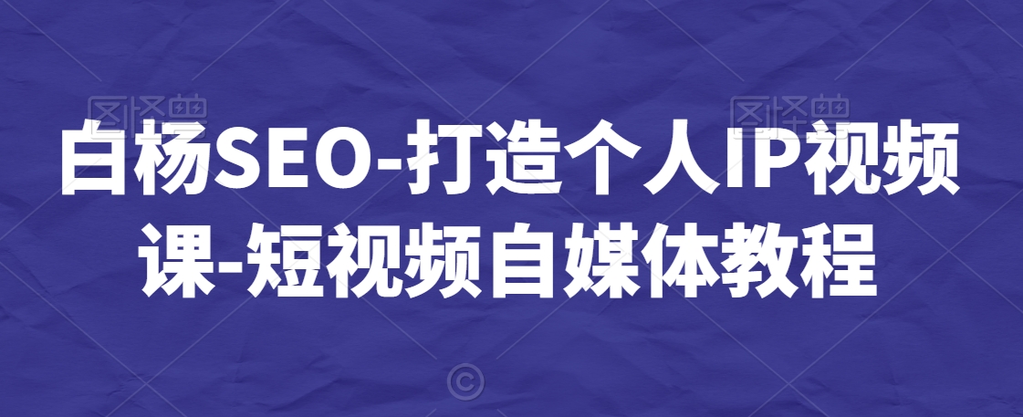 白杨SEO-打造个人IP视频课-短视频自媒体教程 - 白戈学堂-<a href=