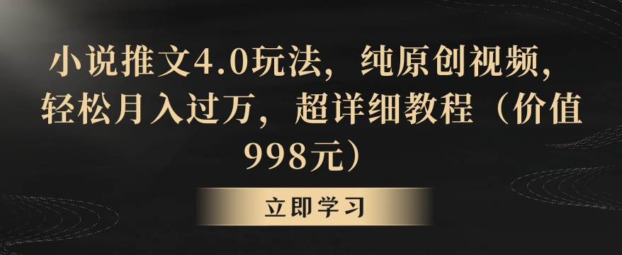 小说推文4.0玩法，纯原创视频，轻松月入过万，超详细教程（价值998元） - 白戈学堂-<a href=