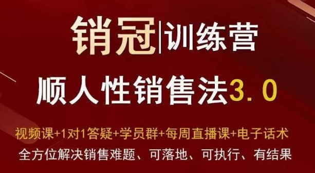 爆款！销冠训练营3.0之顺人性销售法，全方位解决销售难题、可落地、可执行、有结果 - 白戈学堂-<a href=