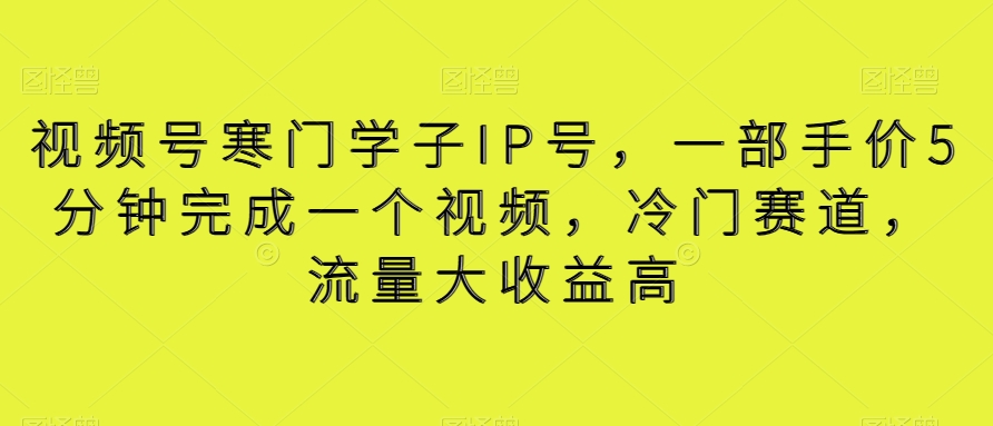 视频号寒门学子IP号，一部手价5分钟完成一个视频，冷门赛道，流量大收益高【揭秘】 - 白戈学堂-<a href=