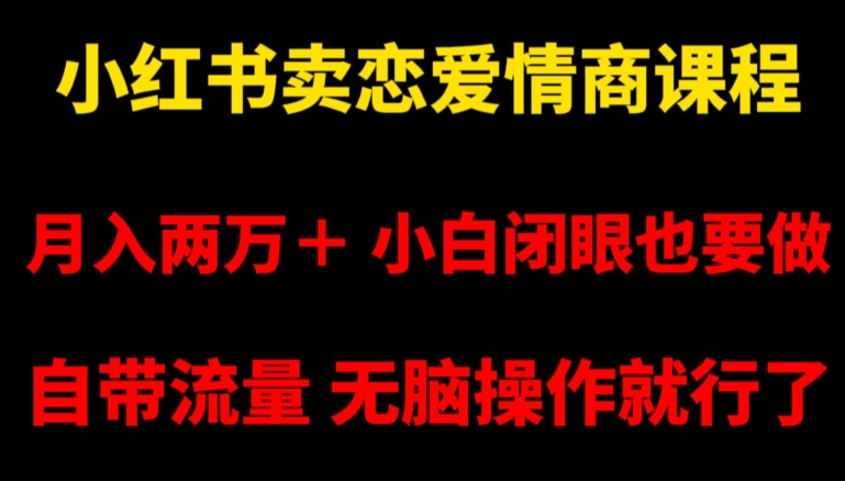 小红书卖恋爱情商课程，月入两万＋，小白闭眼也要做，自带流量，无脑操作就行了【揭秘】 - 白戈学堂-<a href=