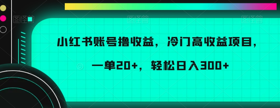 小红书账号撸收益，冷门高收益项目，一单20+，轻松日入300+【揭秘】 - 白戈学堂-<a href=