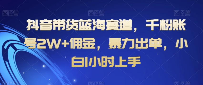 抖音带货蓝海赛道，千粉账号2W+佣金，暴力出单，小白1小时上手【揭秘】 - 白戈学堂-<a href=