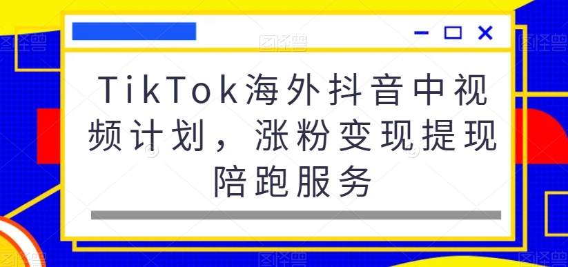 TikTok海外抖音中视频计划，涨粉变现提现陪跑服务 - 白戈学堂-<a href=