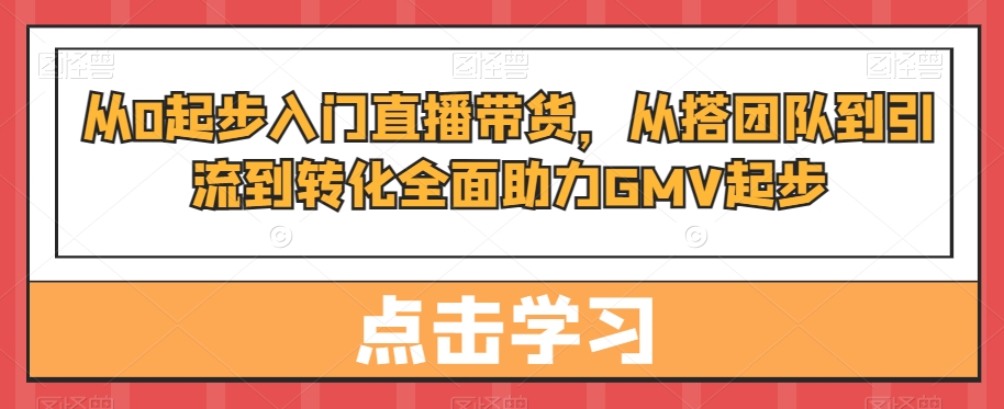 从0起步入门直播带货，​从搭团队到引流到转化全面助力GMV起步 - 白戈学堂-<a href=