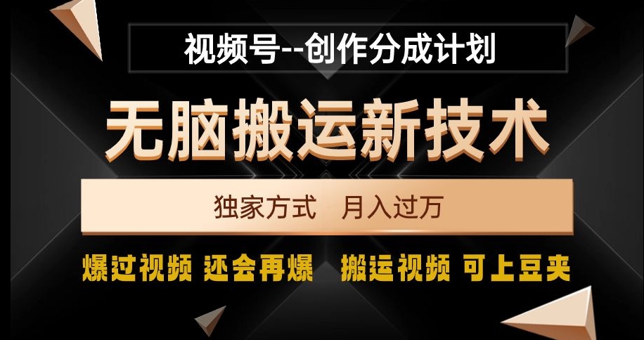 视频号无脑搬运新技术，破原创壕流量，独家方式，爆过视频，还会再爆【揭秘】 - 白戈学堂-<a href=