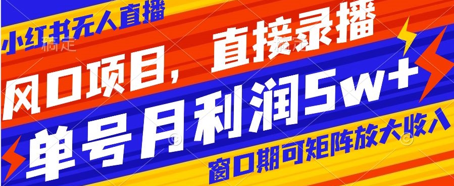 风口项目，小红书无人直播带货，直接录播，可矩阵，月入5w+【揭秘】 - 白戈学堂-<a href=