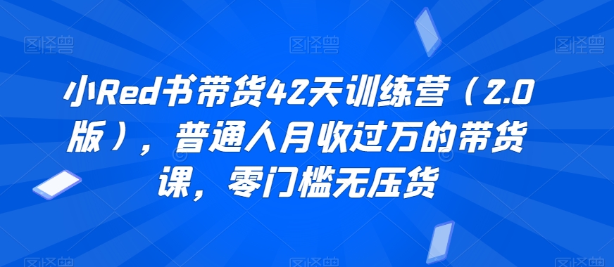 小Red书带货42天训练营（2.0版），普通人月收过万的带货课，零门槛无压货 - 白戈学堂-<a href=