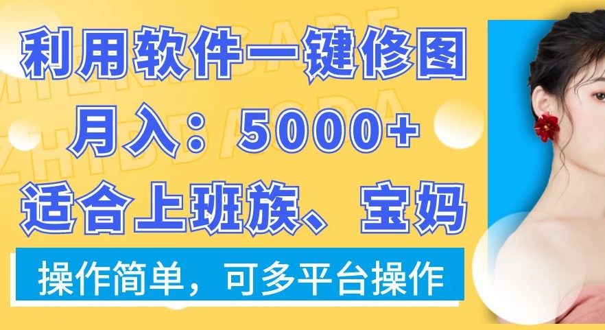 利用软件一键修图月入5000+，适合上班族、宝妈，操作简单，可多平台操作 - 白戈学堂-<a href=