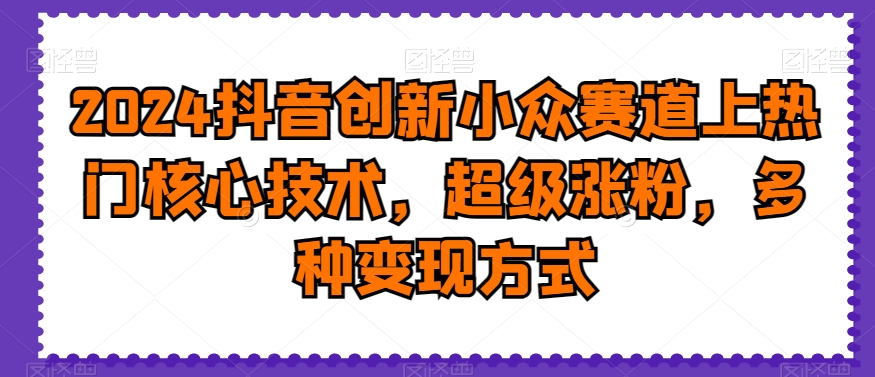 2024抖音创新小众赛道上热门核心技术，超级涨粉，多种变现方式 - 白戈学堂-<a href=