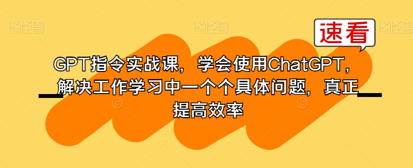 GPT指令实战课，学会使用ChatGPT，解决工作学习中一个个具体问题，真正提高效率 - 白戈学堂-<a href=