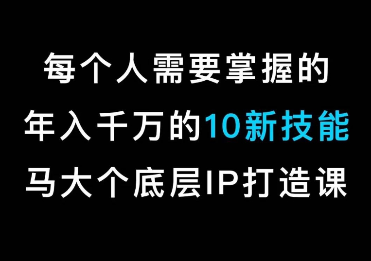 马大个的IP底层逻辑课，​每个人需要掌握的年入千万的10新技能，约会底层IP打造方法！ - 白戈学堂-<a href=