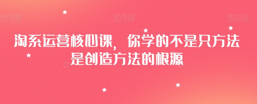 淘系运营核心课，你学的不是只方法是创造方法的根源 - 白戈学堂-<a href=