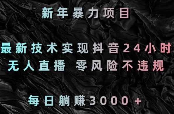 新年暴力项目，最新技术实现抖音24小时无人直播，零风险不违规，每日躺赚3000＋ - 白戈学堂-<a href=