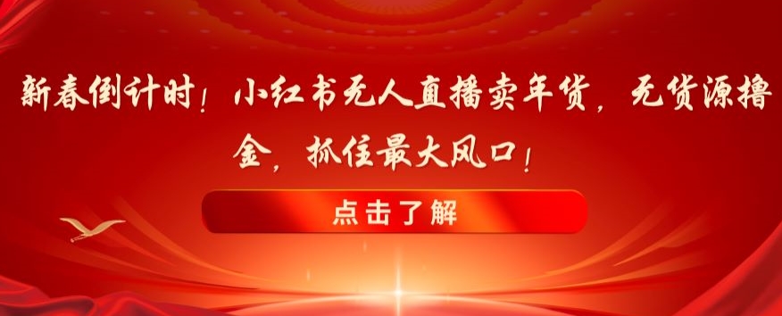 新春倒计时！小红书无人直播卖年货，无货源撸金，抓住最大风口【揭秘】 - 白戈学堂-<a href=