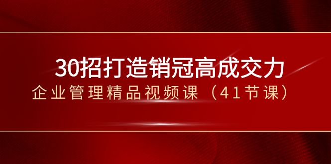 （8477期）30招-打造销冠高成交力-企业管理精品视频课（41节课） - 白戈学堂-<a href=