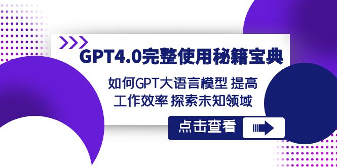 （8481期）GPT4.0完整使用-秘籍宝典：如何GPT大语言模型 提高工作效率 探索未知领域 - 白戈学堂-<a href=