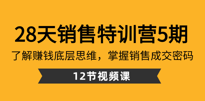 （8659期）28天·销售特训营5期：了解赚钱底层思维，掌握销售成交密码（12节课） - 白戈学堂-<a href=