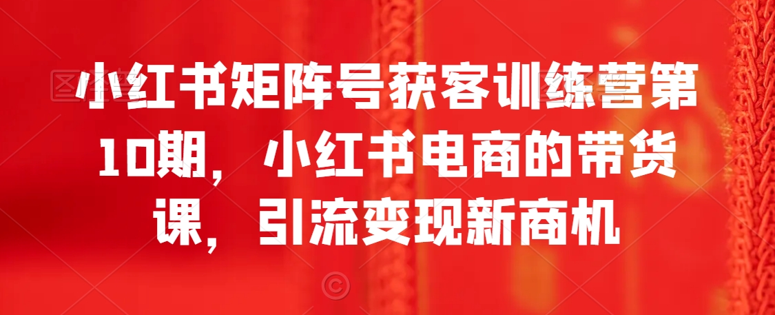 小红书矩阵号获客训练营第10期，小红书电商的带货课，引流变现新商机 - 白戈学堂-<a href=