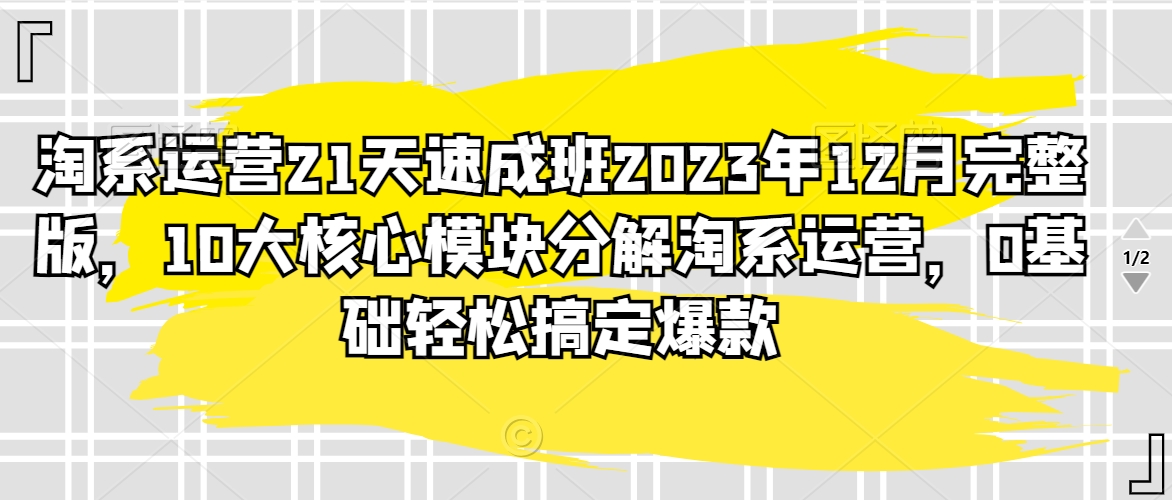 淘系运营21天速成班2023年12月完整版，10大核心模块分解淘系运营，0基础轻松搞定爆款 - 白戈学堂-<a href=