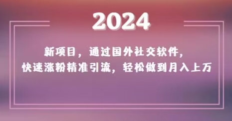 2024新项目，通过国外社交软件，快速涨粉精准引流，轻松做到月入上万【揭秘】 - 白戈学堂-<a href=