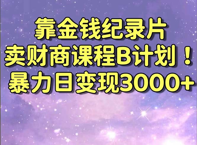 （8944期）靠金钱纪录片卖财商课程B计划！暴力日变现3000+，喂饭式干货教程！ - 白戈学堂-<a href=