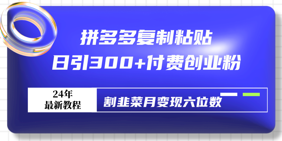 （9129期）拼多多复制粘贴日引300+付费创业粉，割韭菜月变现六位数最新教程！ - 白戈学堂-<a href=