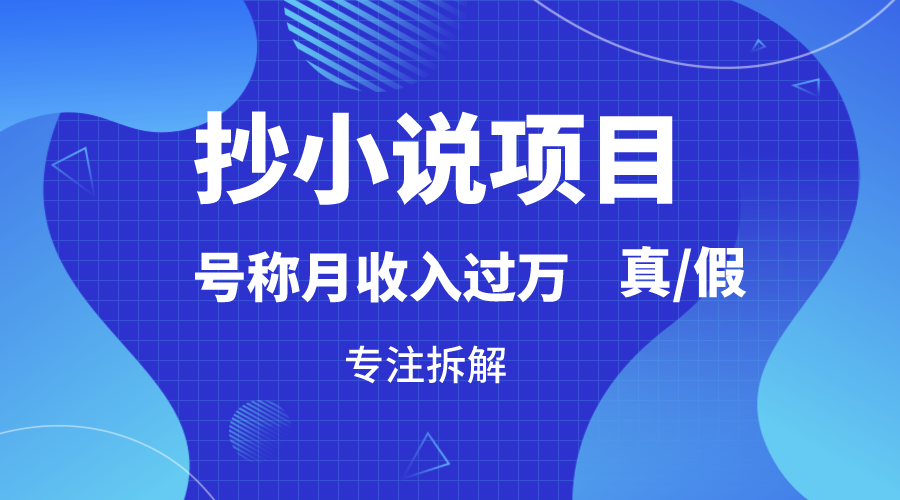 抄小说项目，号称月入过万，到底是否真实，能不能做，详细拆解 - 白戈学堂-<a href=