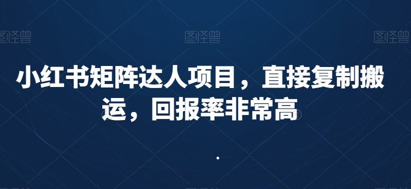 小红书矩阵达人项目，直接复制搬运，回报率非常高 - 白戈学堂-<a href=