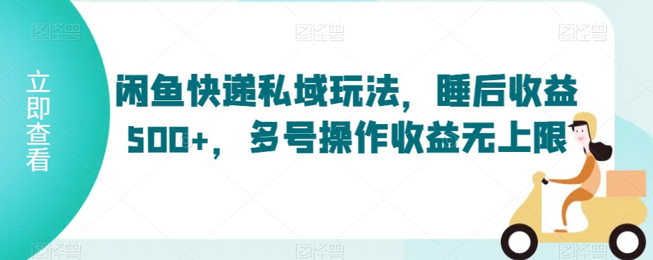 闲鱼快递私域玩法，睡后收益500+，多号操作收益无上限 - 白戈学堂-<a href=