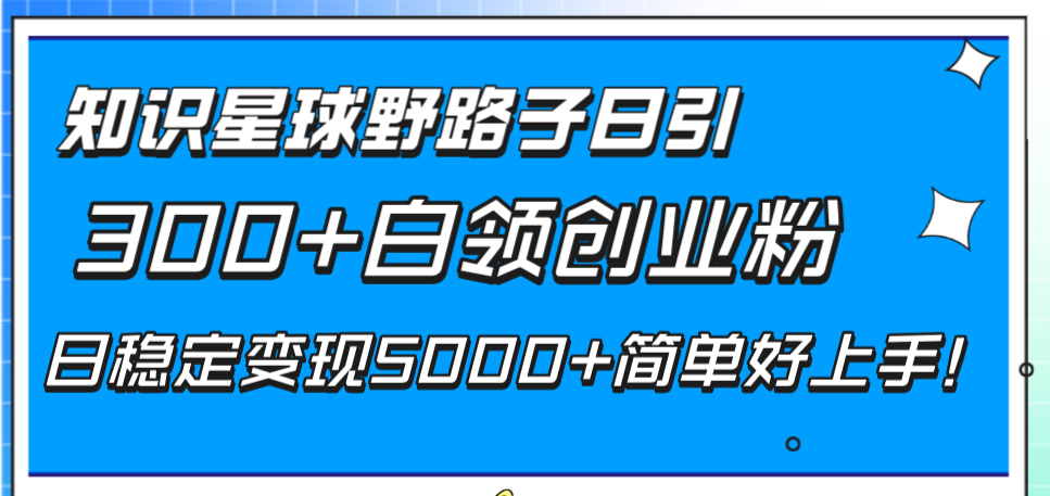 （8315期）知识星球野路子日引300+白领创业粉，日稳定变现5000+简单好上手！ - 白戈学堂-<a href=