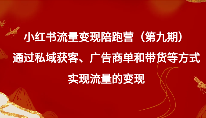 小红书流量变现陪跑营（第九期）通过私域获客、广告商单和带货等方式实现流量变现 - 白戈学堂-<a href=