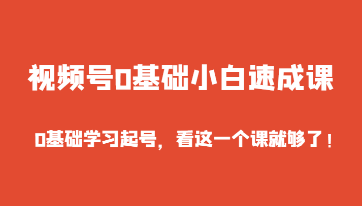 视频号0基础小白速成课，0基础学习起号，看这一个课就够了！ - 白戈学堂-<a href=