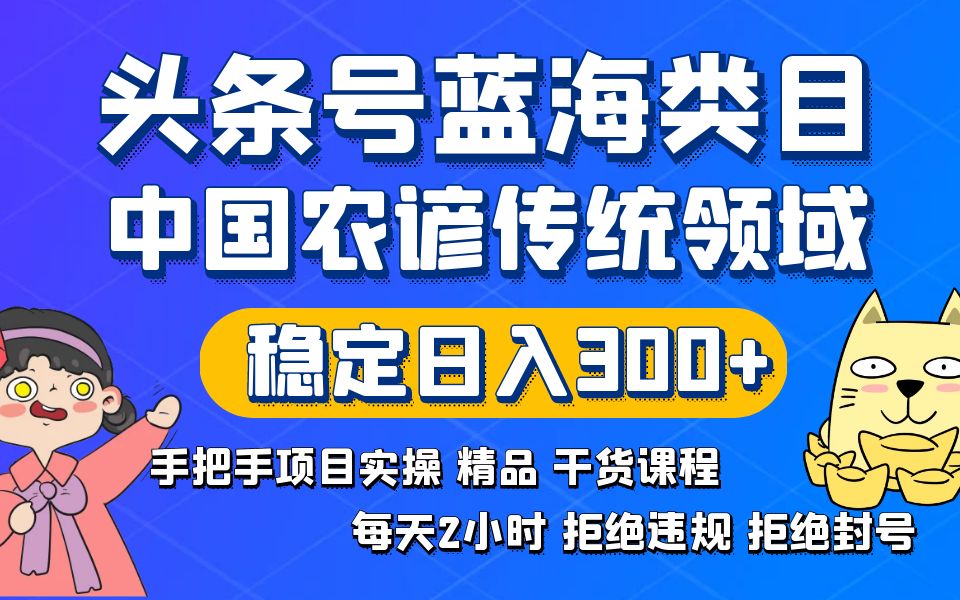 （8595期）头条号蓝海类目传统和农谚领域实操精品课程拒绝违规封号稳定日入300+ - 白戈学堂-<a href=