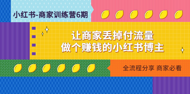 （4782期）小红书-商家训练营12期：让商家丢掉付流量，做个赚钱的小红书博主 - 白戈学堂-<a href=