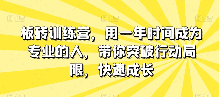 板砖训练营，用一年时间成为专业的人，带你突破行动局限，快速成长 - 白戈学堂-<a href=