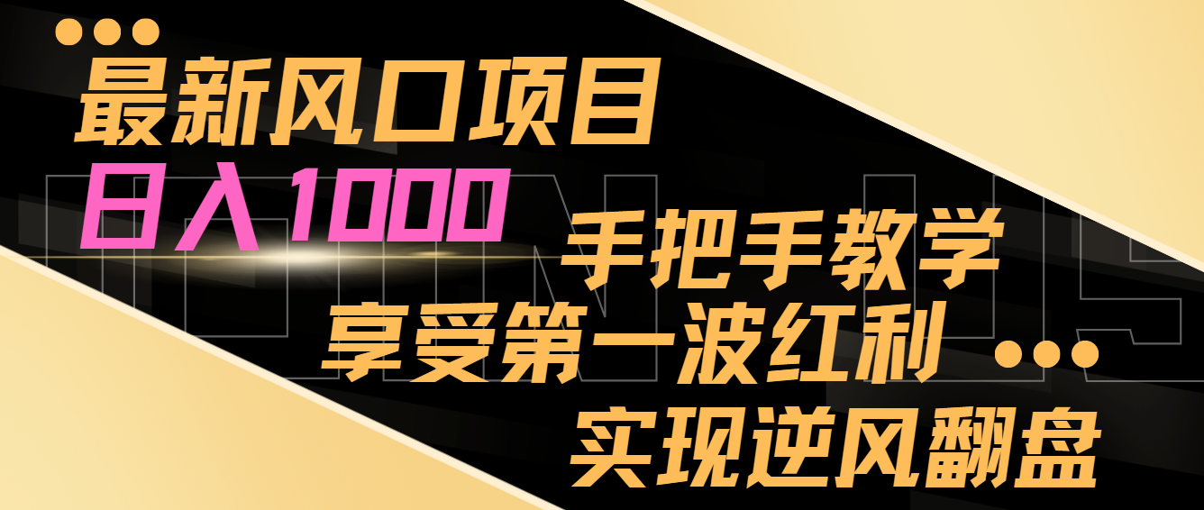 最新风口项目，日入1000，手把手教学，享受第一波红利，实现逆风翻盘 - 白戈学堂-<a href=