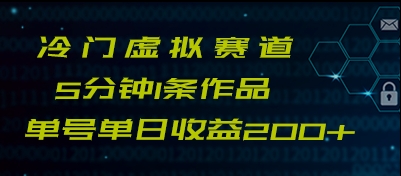 最新冷门赛道5分钟1条作品单日单号收益200+ - 白戈学堂-<a href=