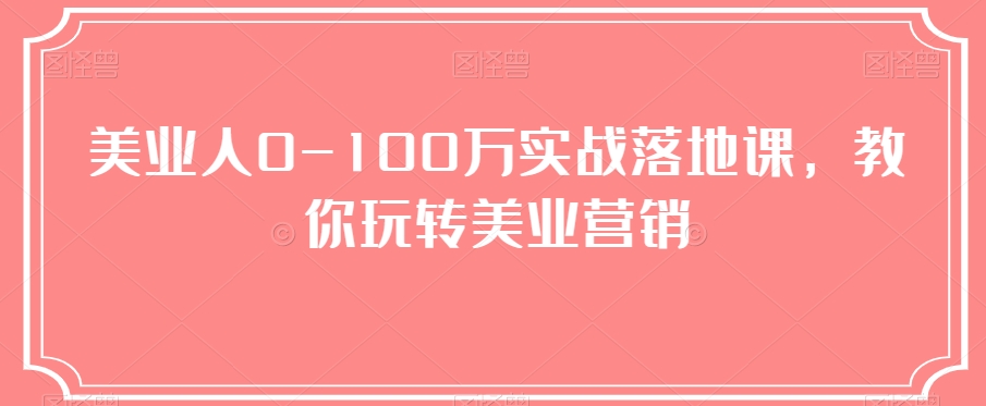 美业人0-100万实战落地课，教你玩转美业营销 - 白戈学堂-<a href=