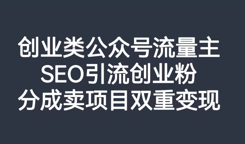 创业类公众号流量主，SEO引流创业粉，分成卖项目双重变现【揭秘】 - 白戈学堂-<a href=