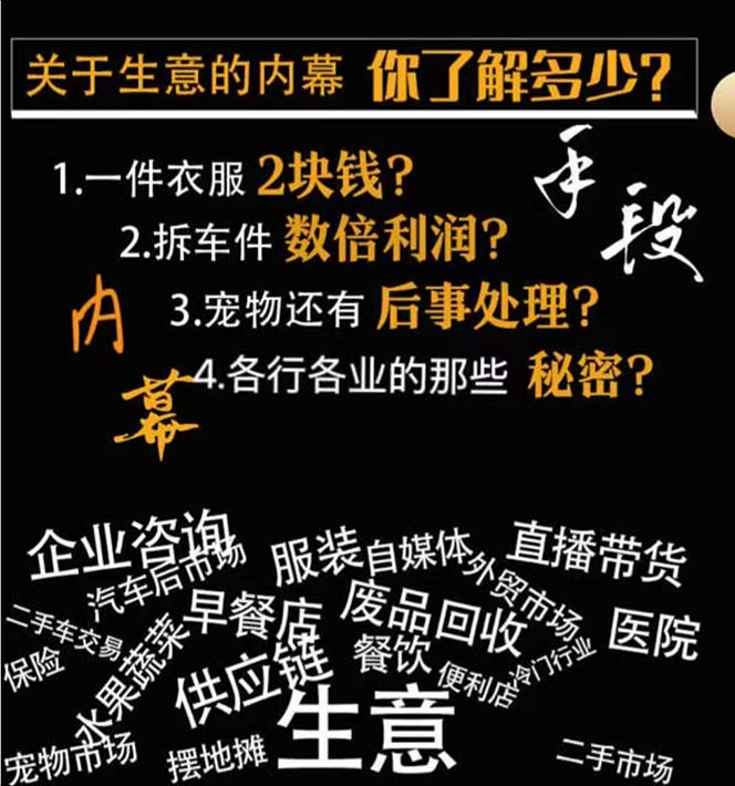 （8437期）生意内幕·与手段：行业内幕、冷门行业、尾货处理、废品回收、空手套白狼.. - 白戈学堂-<a href=