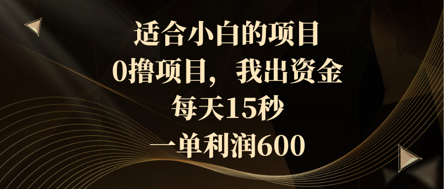 （8571期）适合小白的项目，0撸项目，我出资金，每天15秒，一单利润600 - 白戈学堂-<a href=