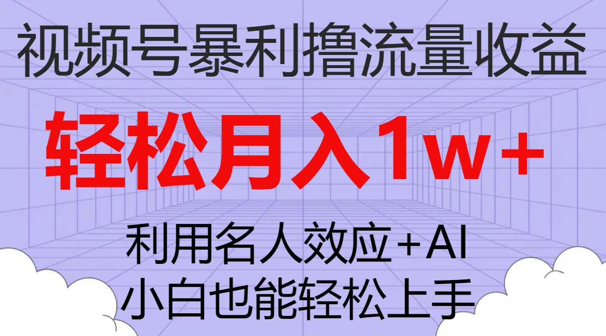 （7652期）视频号暴利撸流量收益，小白也能轻松上手，轻松月入1w+ - 白戈学堂-<a href=