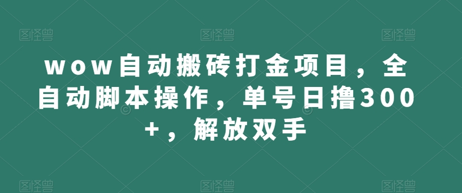 wow自动搬砖打金项目，全自动脚本操作，单号日撸300+，解放双手【揭秘】 - 白戈学堂-<a href=